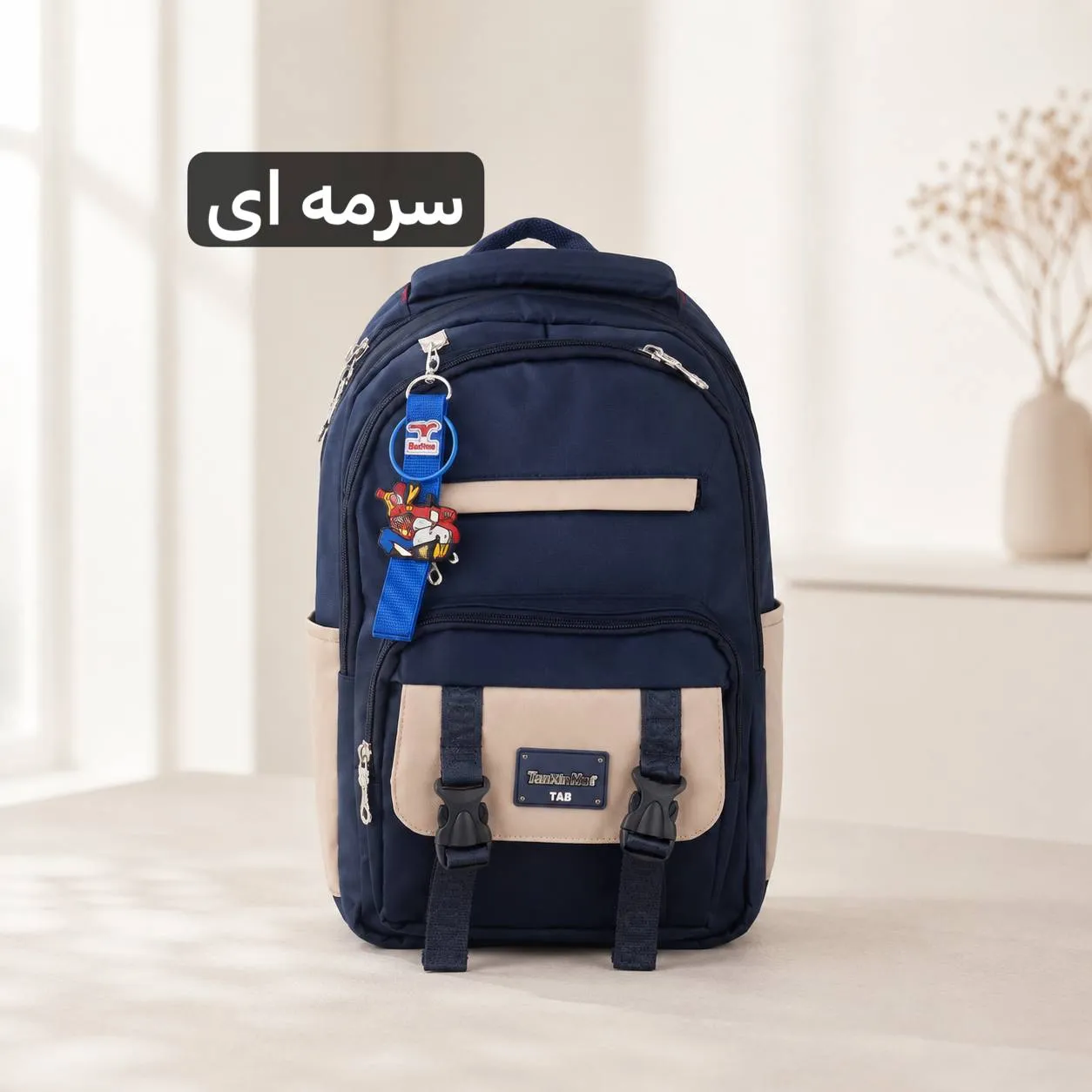 کوله پشتی مدرسه و دانشگاه پارچه ای مدل زیپی ابعاد 46 در 38 سانتیمتر