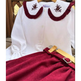 ست شومیز و دامن مخمل کبریتی دخترانه رنگ زرشکی و قهوه ای سایز 4 تا 10 سال