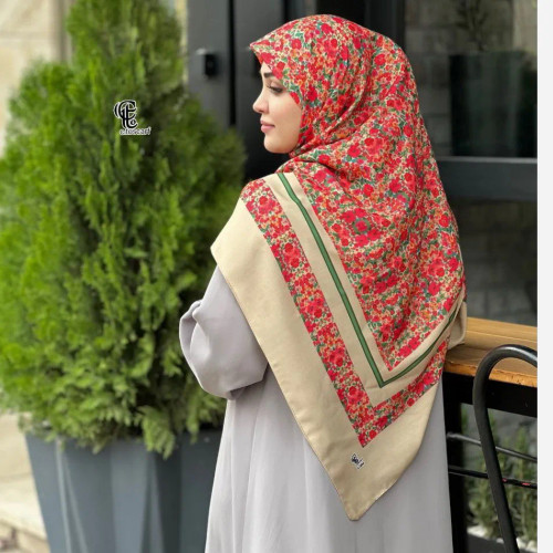 روسری نخ کاستوم طرح گلی سایز 140