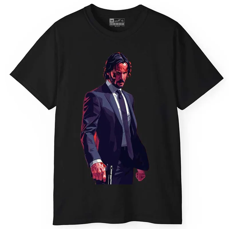 تیشرت آستین کوتاه مردانه پاد آفرین طرح جان ویک جنس نخ و پلی استر