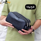 کیف دستی مردانه اسپرت طرحدار چرم صنعتی دو خانه بند دستی