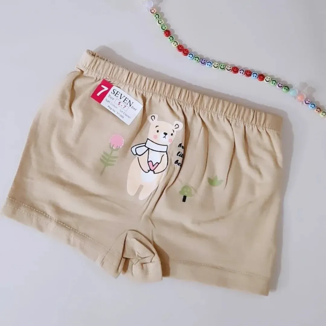 شورت دخترانه پادار نخ پنبه سون طرح خرسی مناسب 5 تا 7 سال