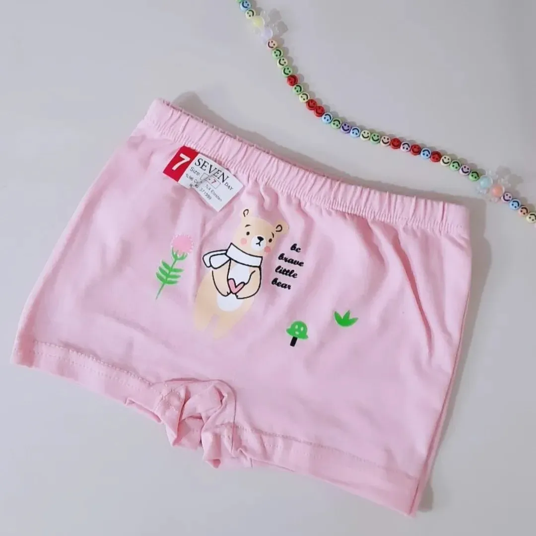 شورت دخترانه پادار نخ پنبه سون طرح خرسی مناسب 5 تا 7 سال