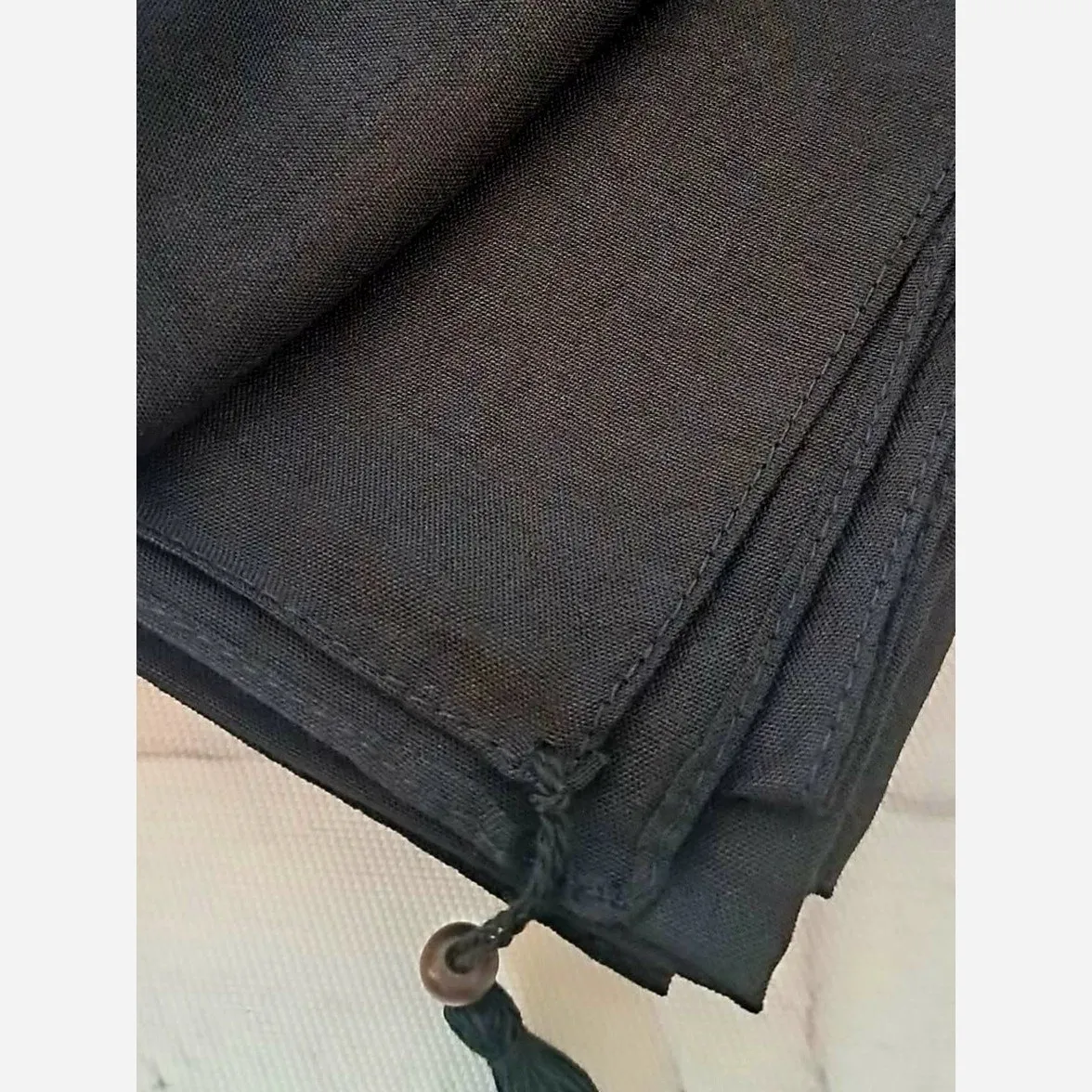 روسری سوپر نخ ساده قواره بزرگ منگوله دار مشکی و سورمه ای