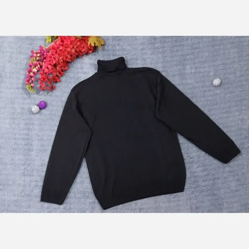 پلیور بافت یقه اسکی مردانه بافت پرتراکم رنگ مشکی ذغالی طوسی سفید سایز 00