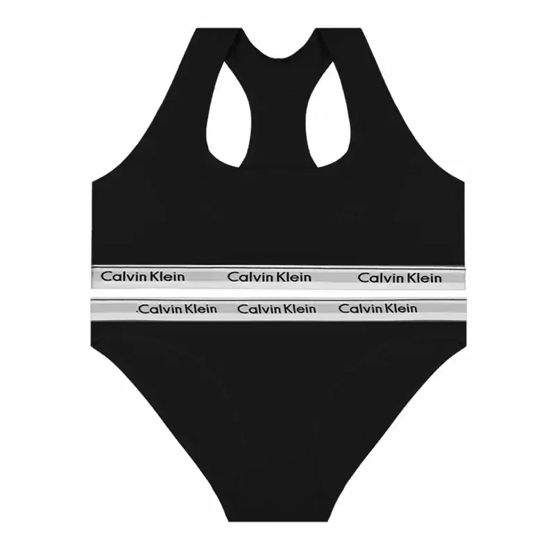 ست نیم تنه و شورت زنانه ورزشی کش اسپرت نخی پنبه ای کاپ متحرک Calvin Klein