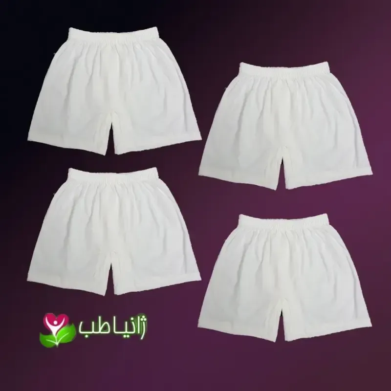 پک 4 عددی شورت پادار مردانه نخی سایز M کرم روشن ژانیاطب