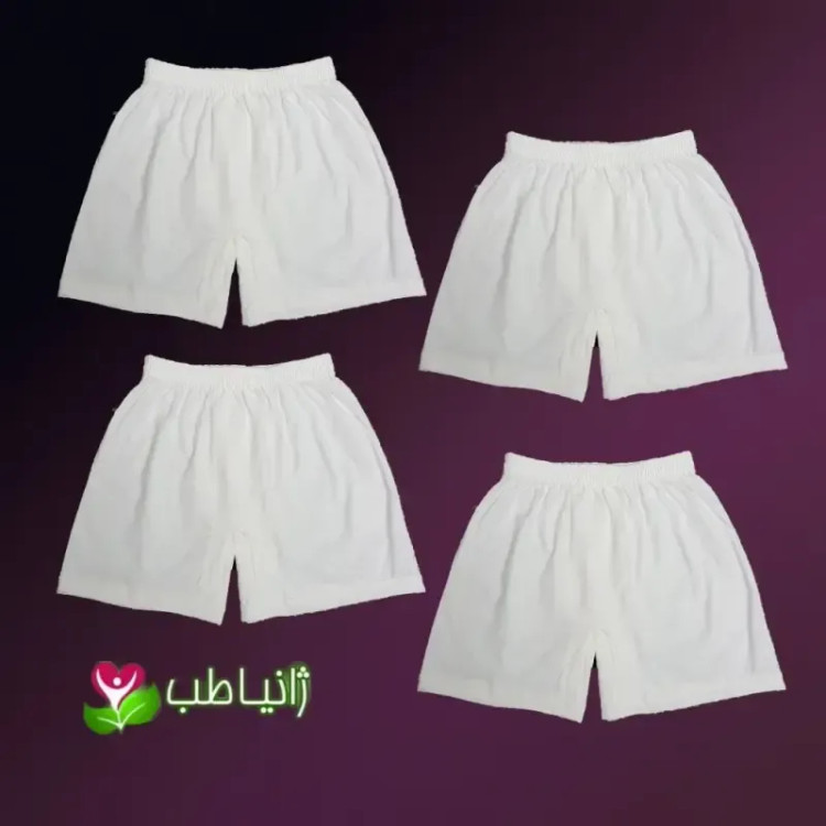 پک 4 عددی شورت پادار مردانه نخی سایز M کرم روشن ژانیاطب