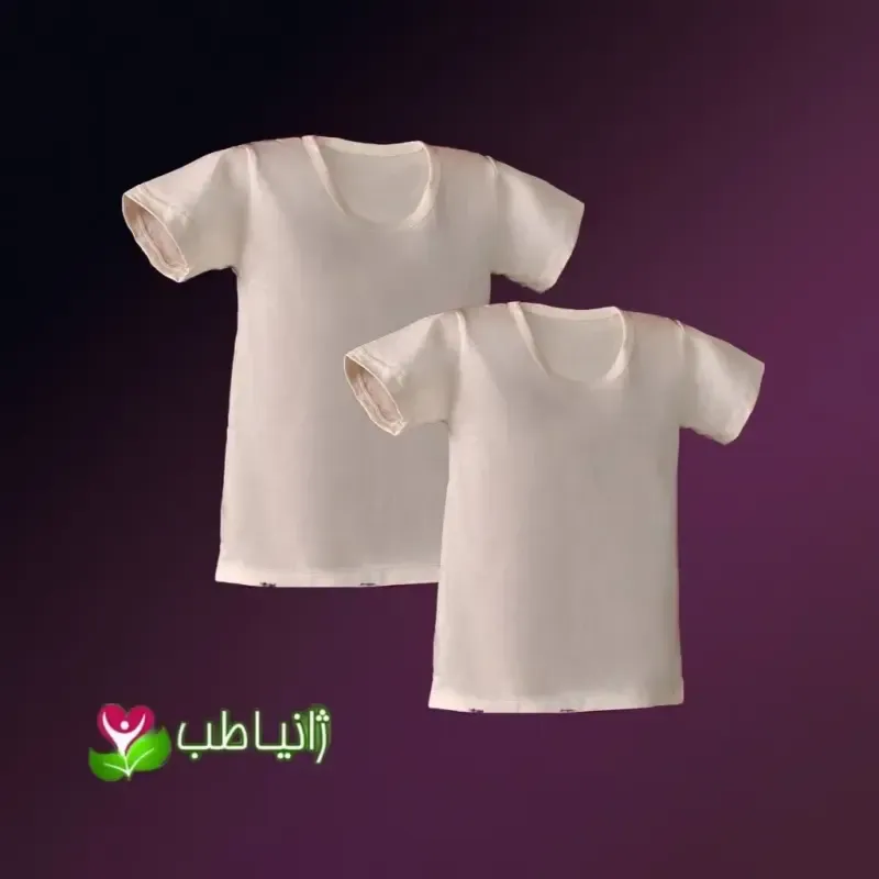 پک 2 عددی زیرپوش نیمه آستین مردانه ژانیاطب صددرصد نخی سایز L و M کرم روشن