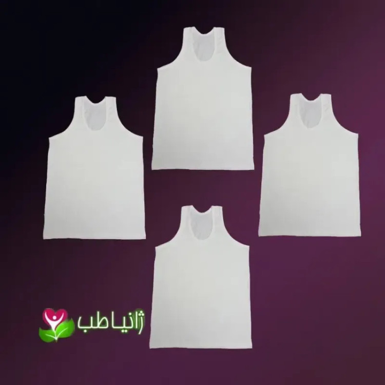 پک 4 عددی زیرپوش رکابی مردانه نخی الیاف طبیعی ژانیاطب سایز M تا 3XL رنگ کرم روشن